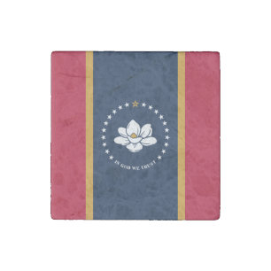 Patriotic stone magnet with Flag of Mississippi