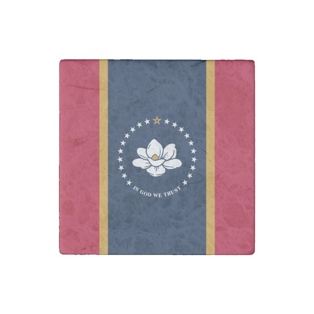 Patriotic stone magnet with Flag of Mississippi (Front)