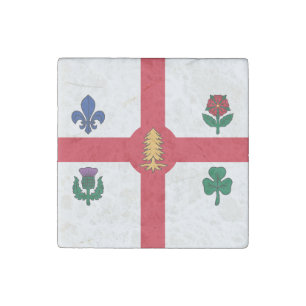 Patriotic stone magnet with Flag of Montreal