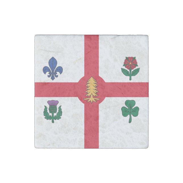 Patriotic stone magnet with Flag of Montreal (Front)