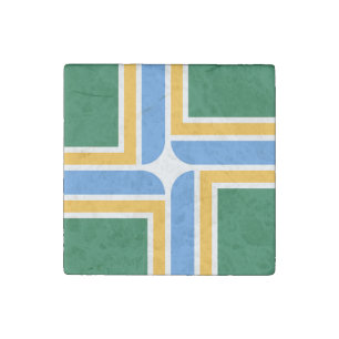 Patriotic stone magnet with Flag of Portland City