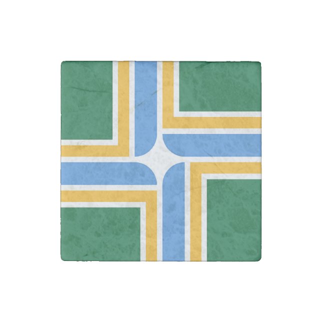 Patriotic stone magnet with Flag of Portland City (Front)