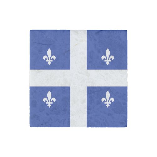 Patriotic stone magnet with Flag of Quebec