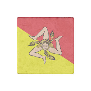 Patriotic stone magnet with Flag of Sicily