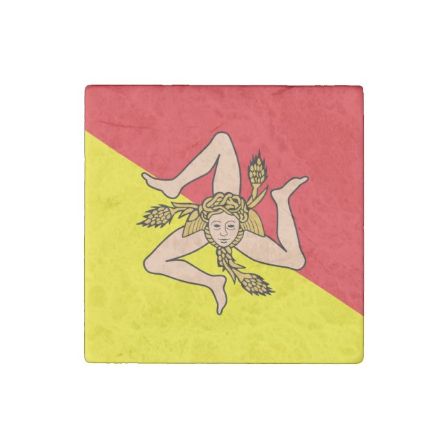 Patriotic stone magnet with Flag of Sicily (Front)