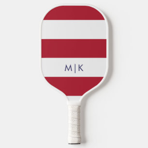 Patriotic Stripes   Modern Monogram Pickleball Paddle