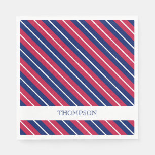 Patriotic Stripes Red White Blue NAME Classic Napkins