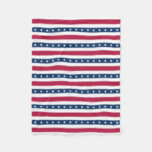 Patriotic Stripes with Stars Fleece Blanket