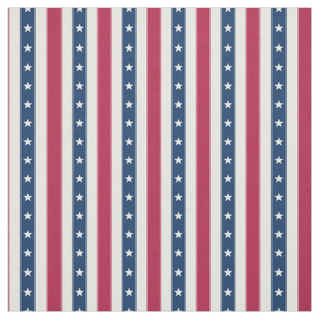 Patriotic Stripes with Stars (small scale vertical Fabric (Swatch)