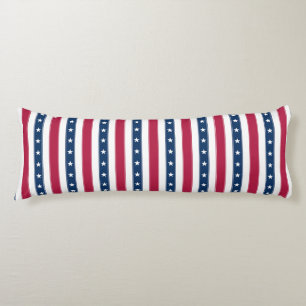 Patriotic Stripes with Stars (vertical) Body Pillow