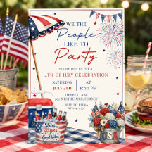 Patriotic Summer 4th of July Pool Party Invitation