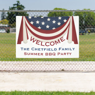 Patriotic Summer BBQ Welcome Banner