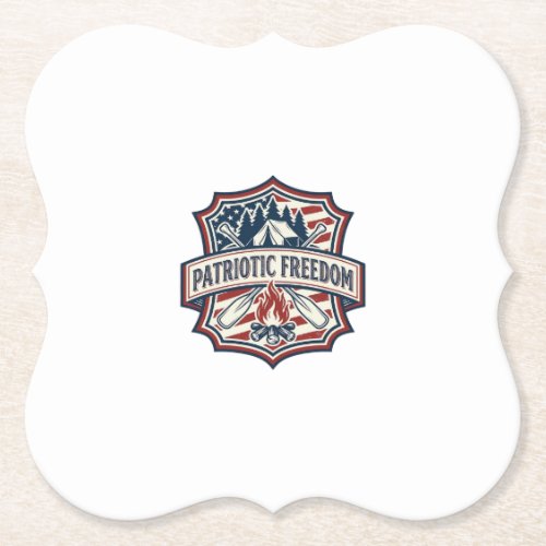 Patriotic Summer Camp Spirit Vector Graphic Tee_1 Paper Coaster