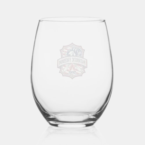 Patriotic Summer Camp Spirit Vector Graphic Tee_1 Stemless Wine Glass