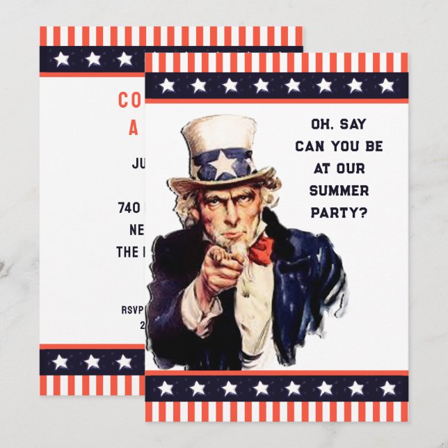 Patriotic Summer Party Invitation (Front/Back)