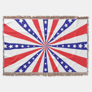 Patriotic Sun Burst Throw Blanket