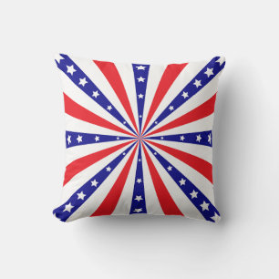 Patriotic Sun Burst Throw Pillow