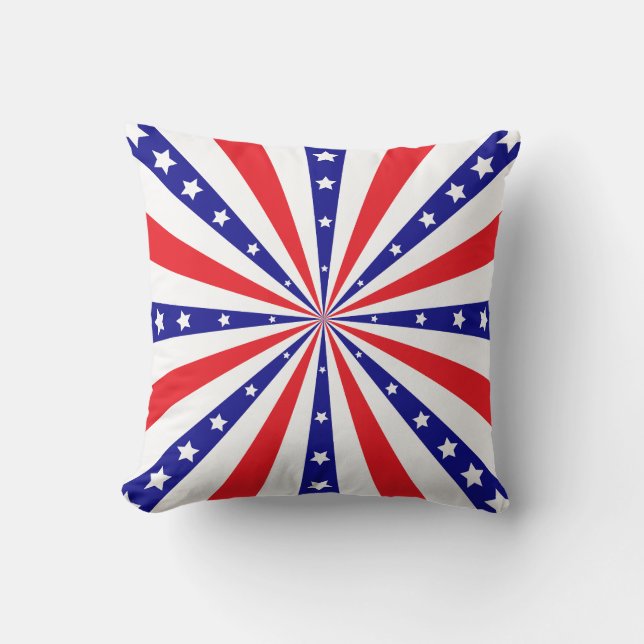 Patriotic Sun Burst Throw Pillow (Front)