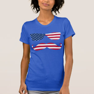 Patriotic Sun Glasses and Mustache T-Shirt