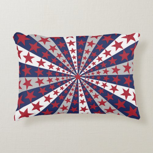 Patriotic Sunburst American Flag Artwork Accent Pillow