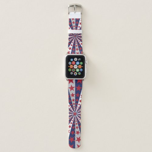 Patriotic Sunburst American Flag Artwork Apple Watch Band