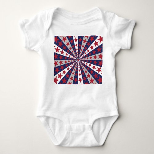 Patriotic Sunburst American Flag Artwork Baby Bodysuit