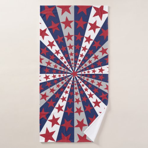 Patriotic Sunburst American Flag Artwork Bath Towel