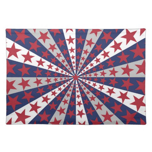 Patriotic Sunburst American Flag Artwork Cloth Placemat