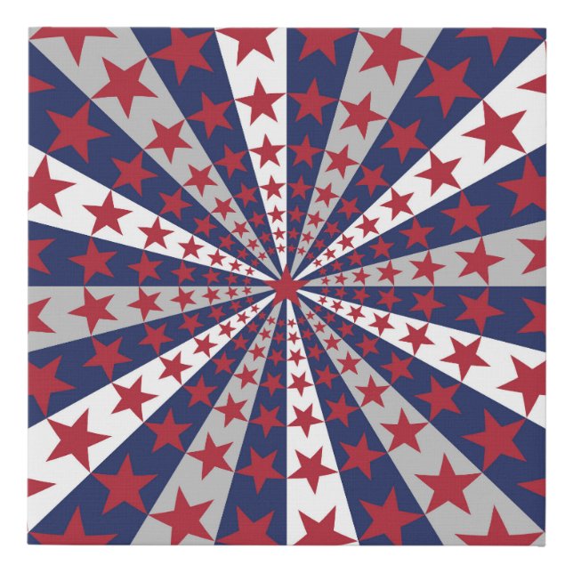 Patriotic Sunburst: American Flag Artwork Faux Canvas Print (Front)