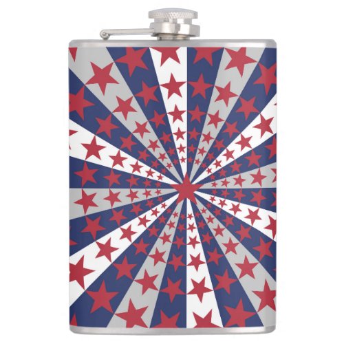 Patriotic Sunburst American Flag Artwork Flask