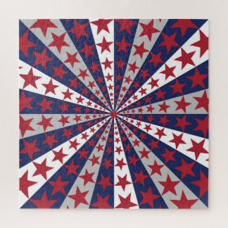 Patriotic Sunburst: American Flag Artwork Jigsaw Puzzle