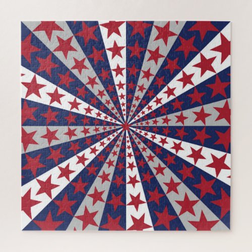 Patriotic Sunburst American Flag Artwork Jigsaw Puzzle