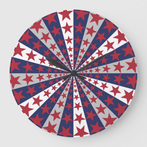 Patriotic Sunburst American Flag Artwork Large Clock