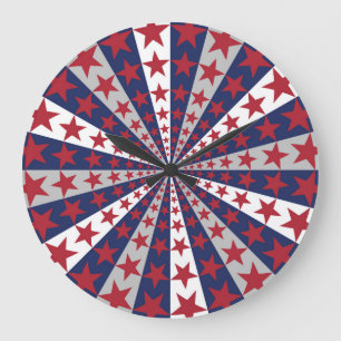 Patriotic Sunburst: American Flag Artwork Large Clock