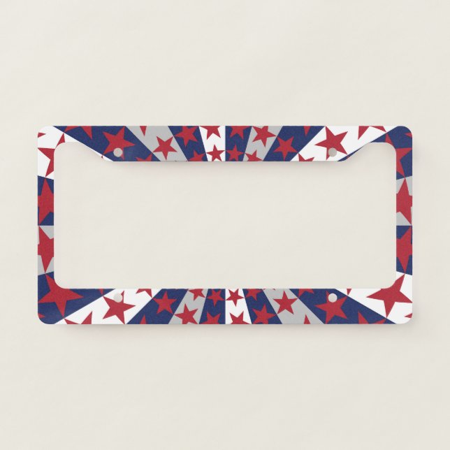 Patriotic Sunburst: American Flag Artwork License Plate Frame (Front)