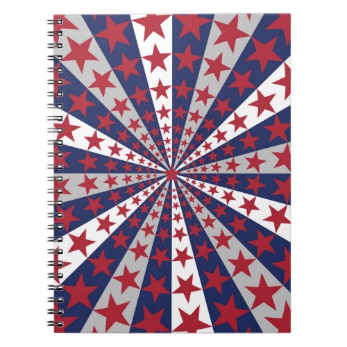 Patriotic Sunburst American Flag Artwork Notebook