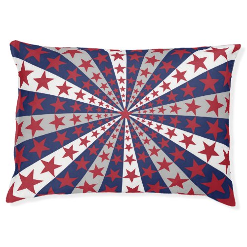 Patriotic Sunburst American Flag Artwork Pet Bed