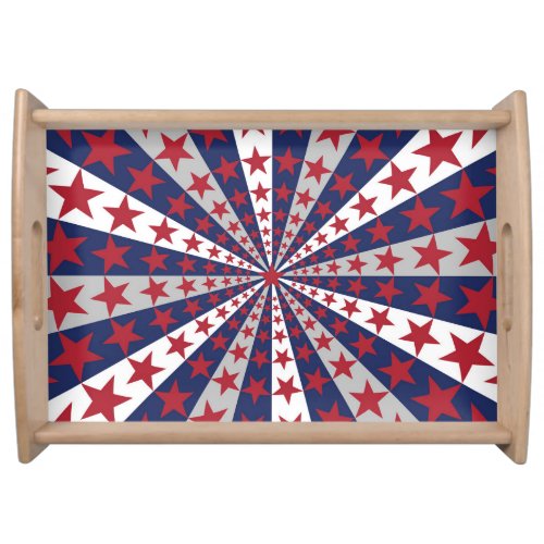 Patriotic Sunburst American Flag Artwork Serving Tray