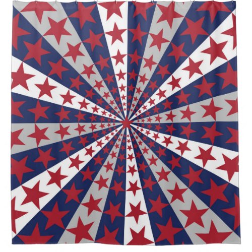 Patriotic Sunburst American Flag Artwork Shower Curtain