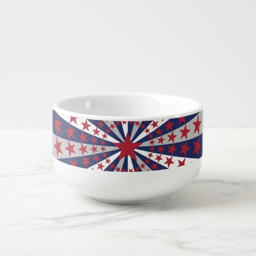 Patriotic Sunburst American Flag Artwork Soup Mug