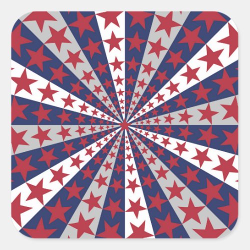 Patriotic Sunburst American Flag Artwork Square Sticker