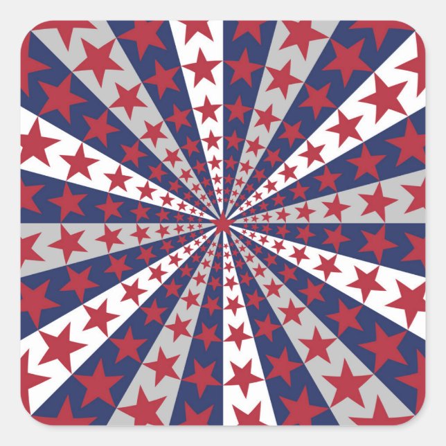 Patriotic Sunburst: American Flag Artwork Square Sticker (Front)