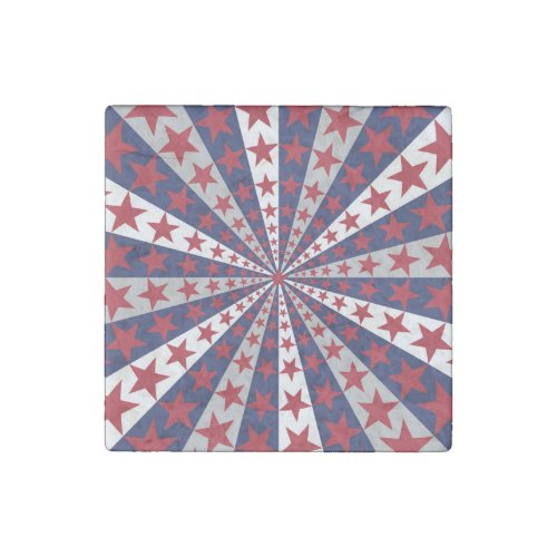 Patriotic Sunburst American Flag Artwork Stone Magnet