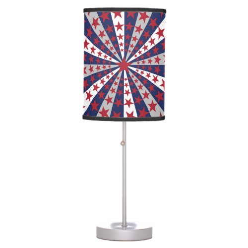 Patriotic Sunburst American Flag Artwork Table Lamp