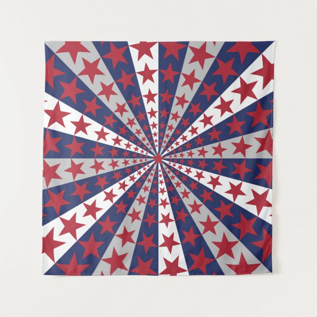 Patriotic Sunburst: American Flag Artwork Tapestry (Front)
