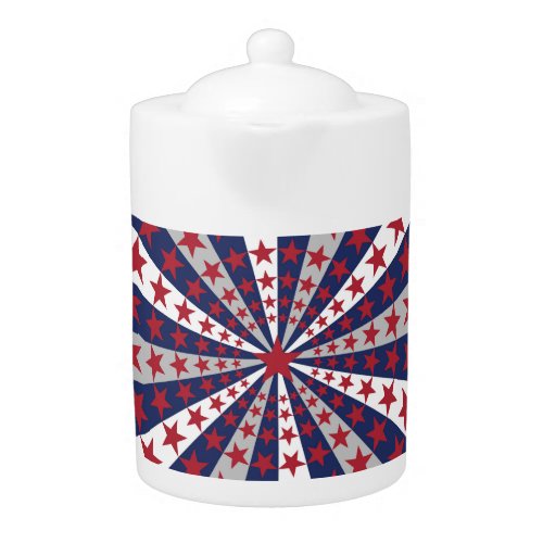Patriotic Sunburst American Flag Artwork Teapot