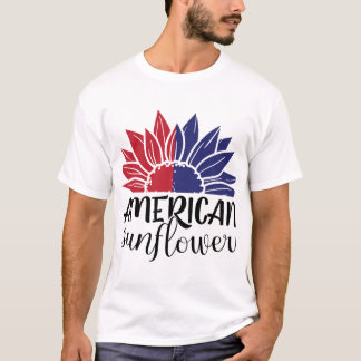 Patriotic Sunflower American Flag Colors T-Shirt