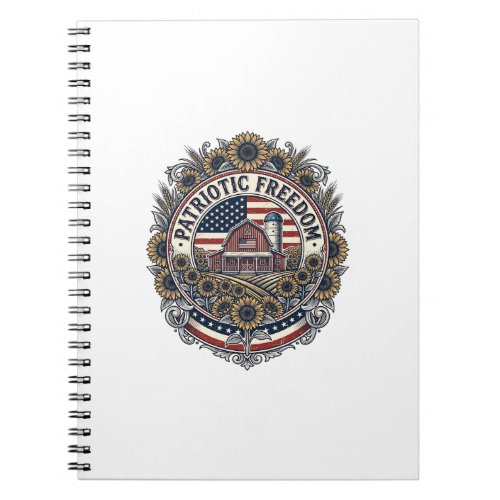 Patriotic Sunflower Farm Vector Graphic Tee_1 Notebook