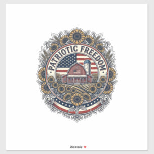 Patriotic Sunflower Farm Vector Graphic Tee_1 Sticker