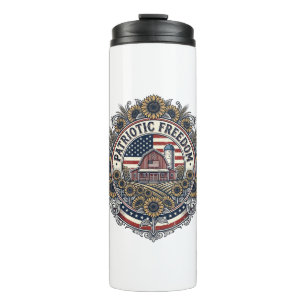 Patriotic Sunflower Farm Vector Graphic Tee_1 Thermal Tumbler